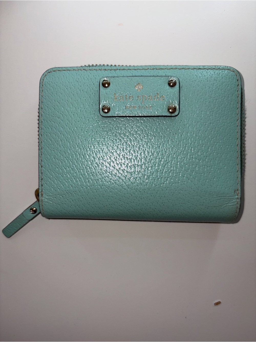 kate spade Aqua Zip-Around Leather Wallet with Gold Hardware